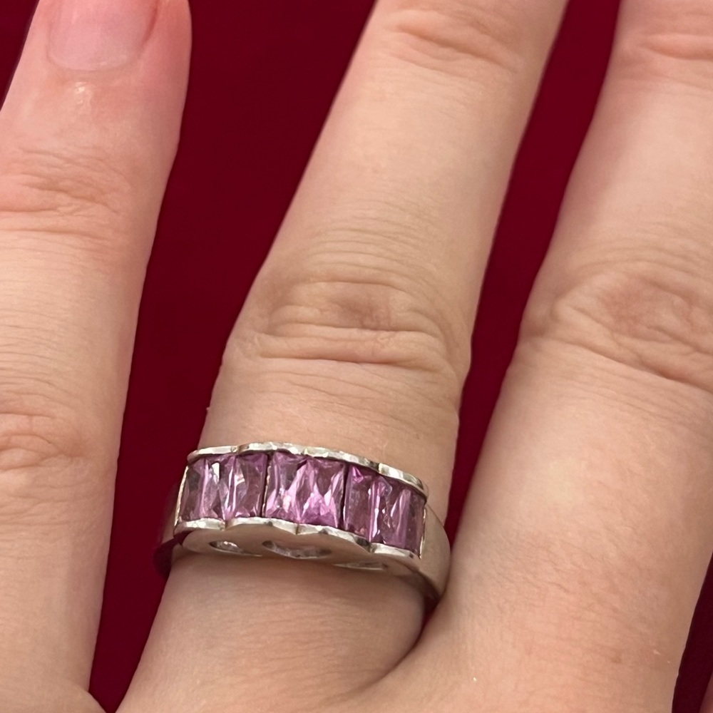 Vintage morganite sterling silver ring